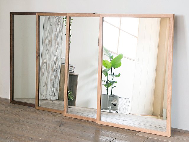 木枠の鏡 ブラックチェリー材 1000×700ミリ 木枠幅30ミリ