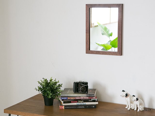 木枠の鏡 ブラックウォルナット材400×300ミリサイズ 木枠幅30ミリタイプ