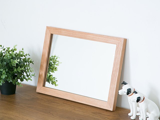 木枠の鏡 ブラックチェリー材400×300ミリサイズ 木枠幅30ミリタイプ