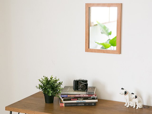 木枠の鏡 ブラックチェリー材400×300ミリサイズ 木枠幅30ミリタイプ