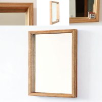 木枠の鏡  タモ材   H450×W550×D50mm