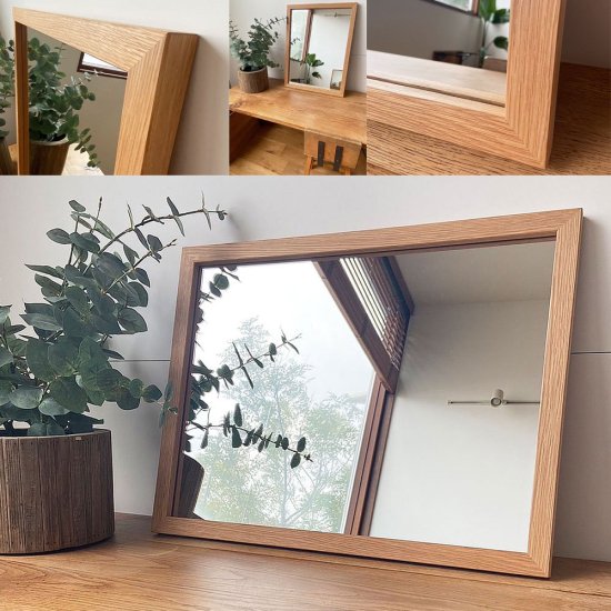 【新品未使用】木枠屋 木枠ミラー　大型　100×70 オーク　無垢材全身鏡