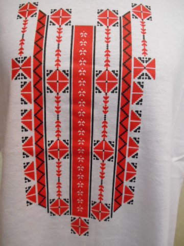 ブルガリア 刺繍 モチーフ プリント Tシャツ ⑤ 005 - ブルガリア雑貨 コキーチェ