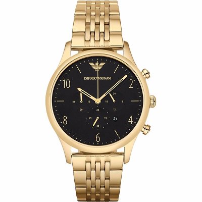 エンポリオアルマーニ腕時計 メンズ Ar13 ブラックダイアル クラシック ゴールドベルト クロノグラフ Armani Side