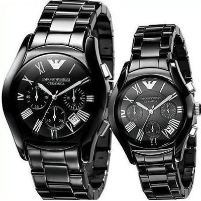 エンポリオアルマーニ腕時計/ペアウォッチ/メンズAR1400/レディースAR1401/ブラックダイアル - 【Armani-Side】