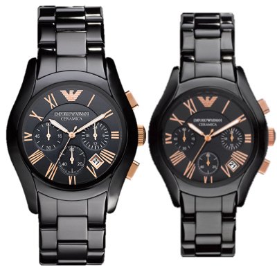 エンポリオアルマーニ腕時計/ペアウォッチ/メンズAR1410/レディースAR1411/ブラックダイアル - 【Armani-Side】