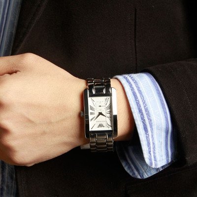 エンポリオアルマーニ腕時計/メンズ/AR0145/レクタンギュラー/シルバー