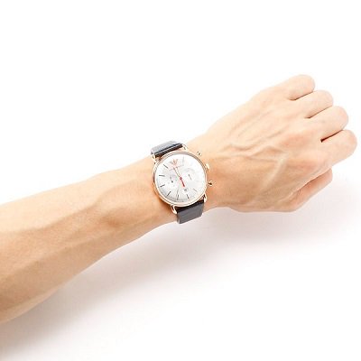 エンポリオアルマーニ腕時計/メンズ/AR11123/シルバーダイアル/クロノグラフ/ネイビーベルト/タキメーター表示 - 【Armani-Side】