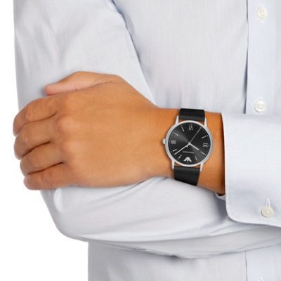 エンポリオアルマーニ腕時計/メンズ/AR11013/ブラックダイアル/ブラックレザーベルト/カッパ - 【Armani-Side】