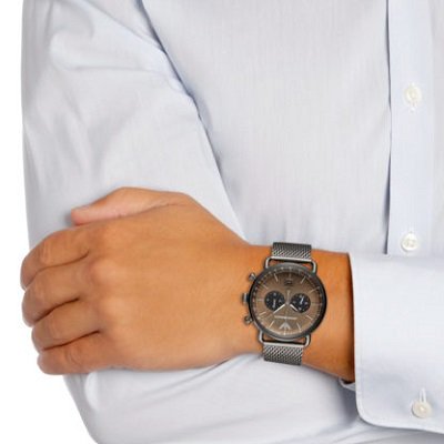 エンポリオアルマーニ腕時計/メンズ/AR11141/ブラウンダイアル/アビエーター/ブラックステンレスベルト - 【Armani-Side】