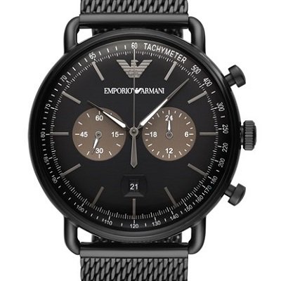 エンポリオアルマーニ腕時計/メンズ/AR11142/ブラックダイアル/アビエーター/ブラックステンレスベルト - 【Armani-Side】