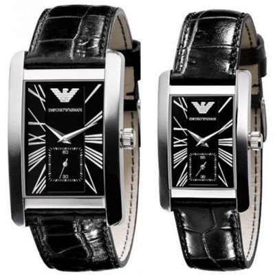 エンポリオアルマーニ腕時計/ペアウォッチ/メンズAR0143/レディースAR0144/ブラックダイアル - 【Armani-Side】