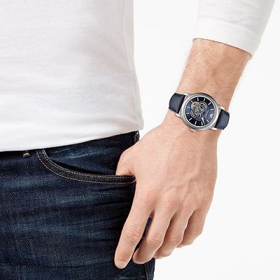 エンポリオアルマーニ腕時計/メンズ/AR60011/自動巻き/スケルトンダイアル/ブルーレザーベルト - 【Armani-Side】