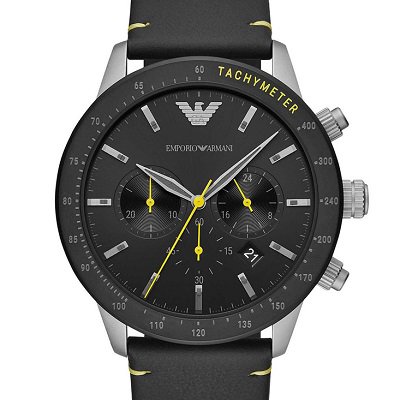 【2021年新作モデル】エンポリオアルマーニ腕時計/メンズ/AR11325/ブラックダイアル/クロノグラフ/マリオ/ブラックレザ―ベルト -  【Armani-Side】