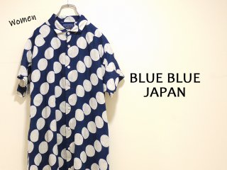 BLUE BLUE JAPAN/インディゴリネン レジメンドットバッセン ワンピース (700080084)