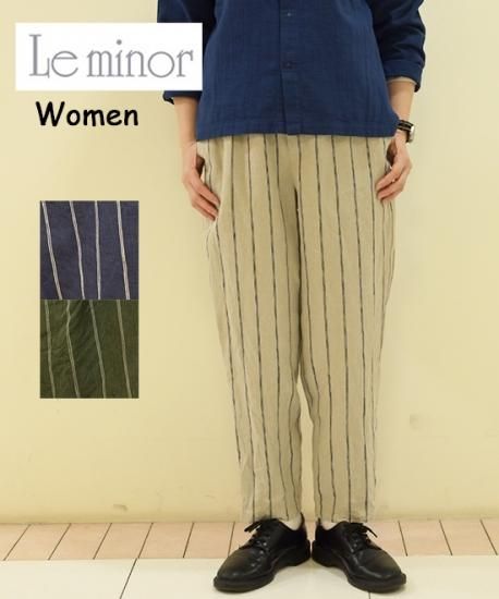 Le minor リネンデニム ストライプ テーパードパンツ (EL16104 Le minor リネンデニム ストライプ テーパードパンツ (EL16104