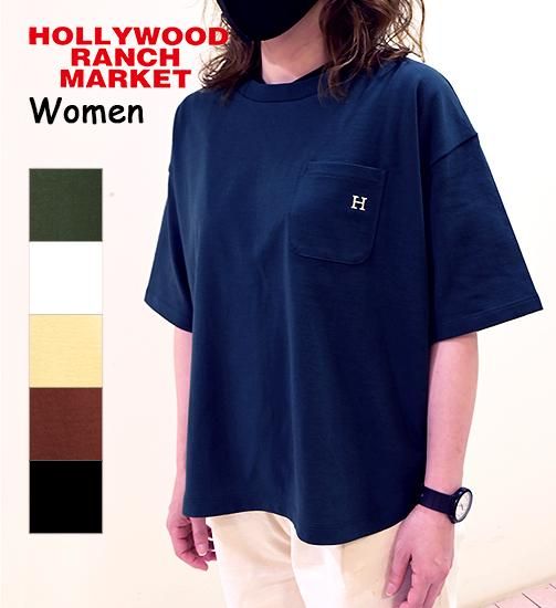 【未使用】カチューシャ ハリウッドランチマーケット HOLLYWOOD RANCH MARKET Hエンブロイダリー ラウンドヘムTシャツ