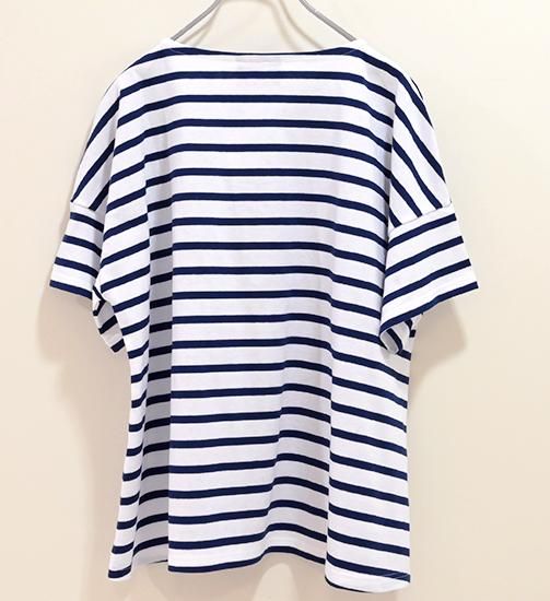 Le minor ボーダー ドロップショルダー 半袖 バスクシャツ