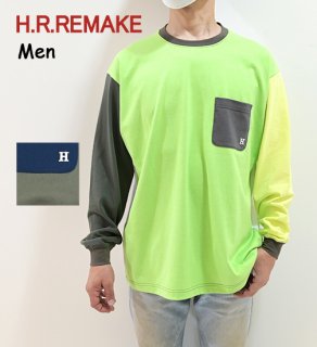 H.R.REMAKE<br>クレイジーパターン刺繍ポケットLSTシャツ