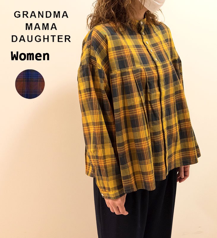 GRANDMA MAMA DAUGHTER チェックスタンドタックブラウス GS132841