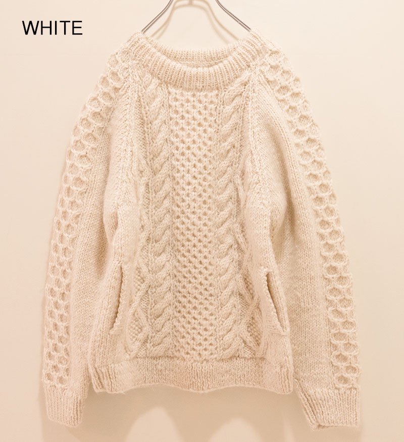 HARVESTY/women/CABLE KNIT PULLOVER 手編みケーブルニット プル ...