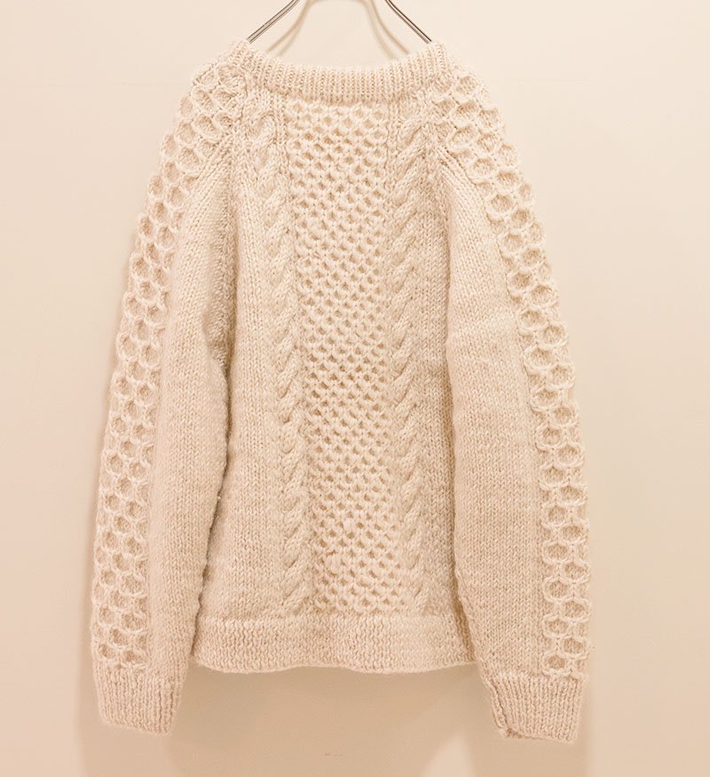 HARVESTY/women/CABLE KNIT PULLOVER 手編みケーブルニット プル
