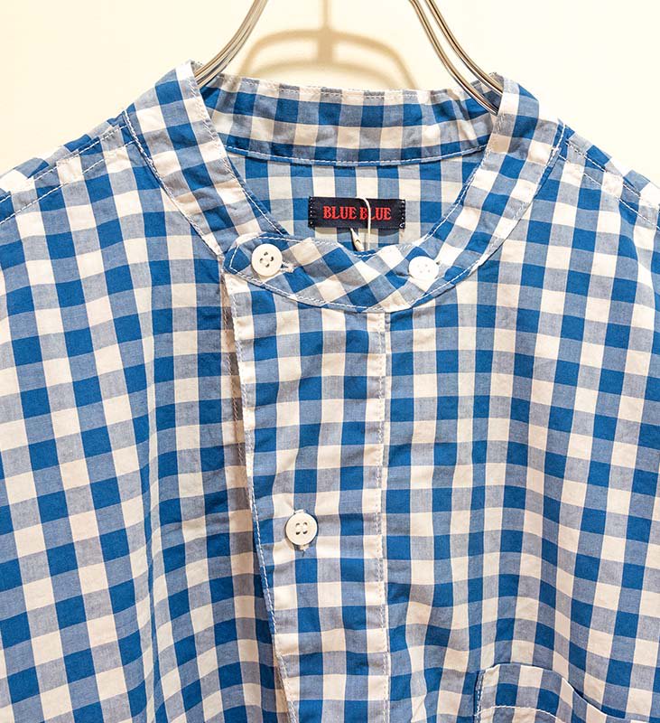 80's〜90's Y's for men ギンガムチェックシャツ　ブルー