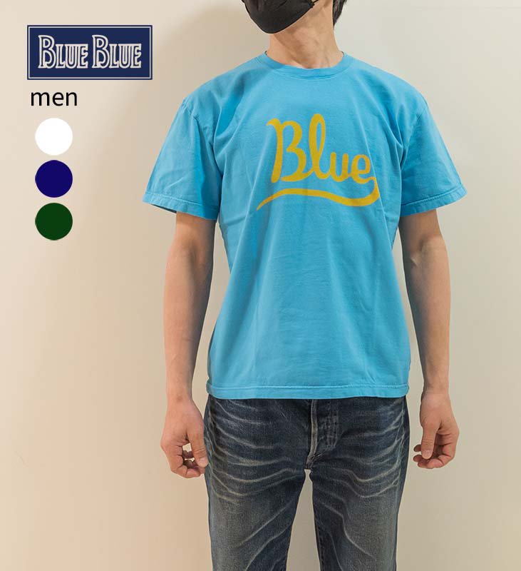 ブルーブルー CURSIVE Blue プリント Tシャツ メン 1006163【正規取扱