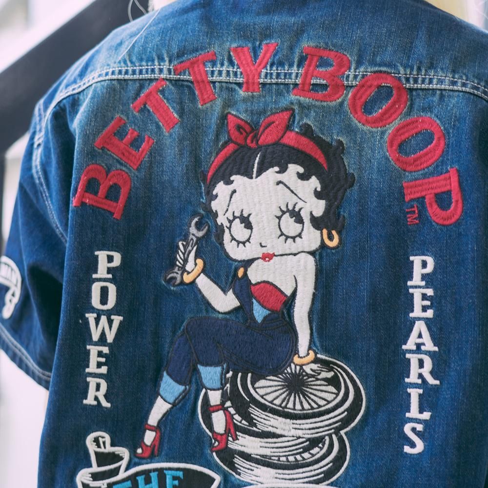 TOO CUTE Betty BOOP MADE IN USA デニムシャツ M Betty BOOP デニムシャツ M TOO CUTE Betty BOOP MADE IN USA デニム