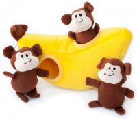 ZippyPaws  ぬいぐるみ 音の出る 犬のおもちゃ モンキー バナナ