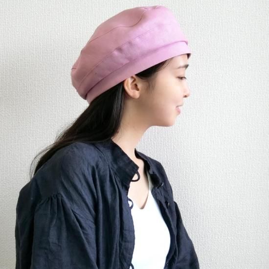 427.麻のベレー ピンク - 大きいサイズの帽子屋さん ポピンズ