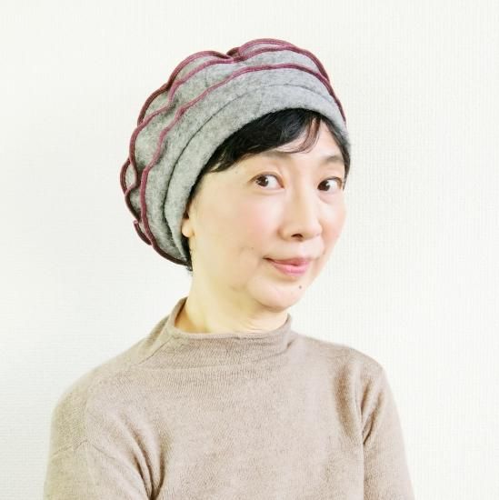 ベレー帽　　ライトグレー 490.ぐるぐるベレー ライトグレー - 大きいサイズの帽子屋さん