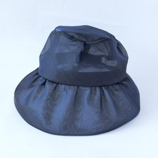 496. シルクオーガンジーのギャザークロシェ ネイビー - 大きい