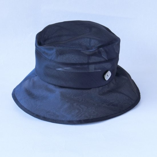 498.シルクオーガンジーのワイヤークロシェ　ネイビー - 大きいサイズの帽子屋さん　ポピンズ