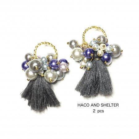 ２pcs★full full tassel charm・bluegray - HACO AND SHELTER