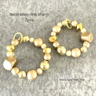 2pcs★decoration ring charm・gold