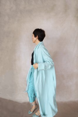 “Linen draped robe(light blue) 