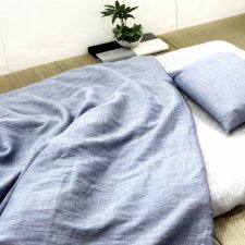 寝返りするたび、ひんやり涼しい。シボで肌にはりつかない、夏におすすめの近江ちぢみ麻100％の日本製 掛け布団カバー｜サイズ：ジュニア〜ダブル｜