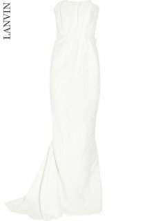 7号【レンタルドレス】Product code:17013 | LANVIN strapless floral brocade linen blend gown（ランバン ウェディングドレス）