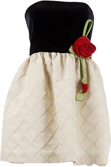 7号■レンタルドレス■Product code:00121 | RED VALENTINO Rose corsage Strapless  Dress（レッド ヴァレンティノ ローズコサージュ付ドレス） - Brand dress rental salon SHIROTAは、 
