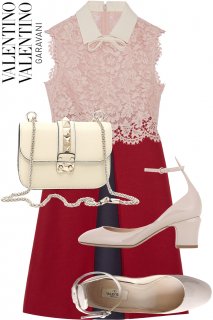 7号【レンタルドレス】PRD CODE:00125-set | VALENTINO Lace Top Silk Blend Wool Mini Dress-set（ヴァレンティノ ドレス セット）
