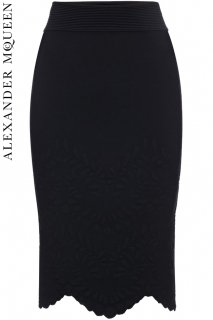 5,9号【レンタルドレス】PRD CODE:01138 | ALEXANDER McQUEEN Embossed Knit Skirt in Black（アレキサンダー・マックイーン スカート） 