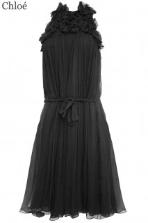 7号【レンタルドレス】Product code:06010 | Chloé Black Flower Appliqued Silk Dress（クロエ ドレス） 