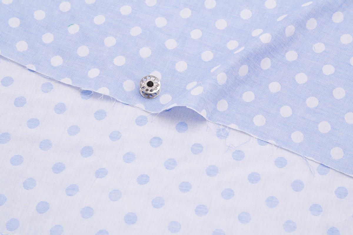 なでしこ　　ダブル　カバー付き水色 ダブルガーゼ水玉柄のスカイブルー生地