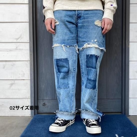 未使用タグ付き！REMI RELIEFダメージ加工クロップドセルビッチデニム！ 未使用タグ付き！REMI RELIEFダメージ加工クロップドセルビッチ