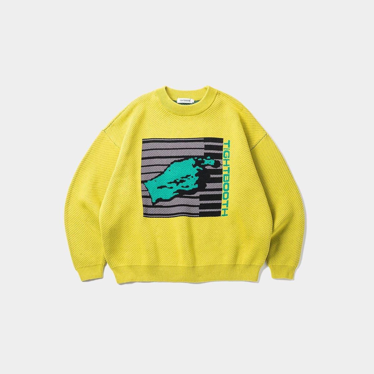 タイトブース　ニット　黄色 TIGHTBOOTH - KEYBOARD KNIT SWEATER - SHRED