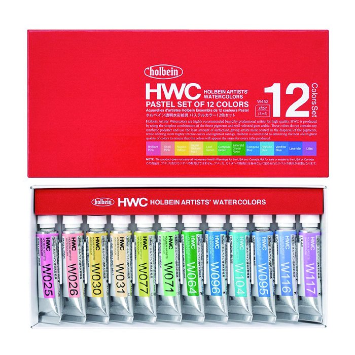 透明水彩絵の具 HWC 12色セット パステルカラーセット ホルベイン