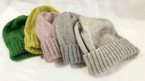 ポッサム・メリノ毛糸で編む シンプルニット帽 編み図 長さ調整可
