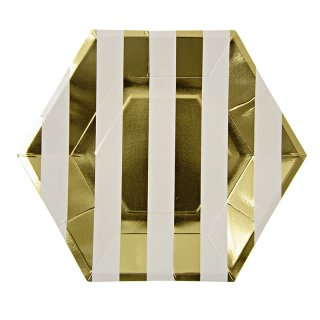 【Meri Meri メリメリ】ペーパープレート　ゴールドストライプ ラージ 8枚入り　Toot Sweet Gold Stripe Large Party Plate