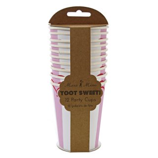 【Meri Meri　メリメリ】ペーパーカップ　ピンクストライプ　12個入り　Toot Sweet Pink Stripe Cups
